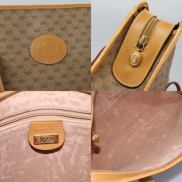 GUCCI Micro GG Supreme Tote Bag Pvc Beige Gold - Picture 11 of 13